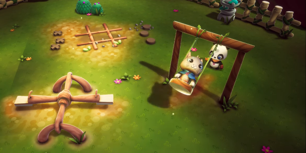 Playing on a swing