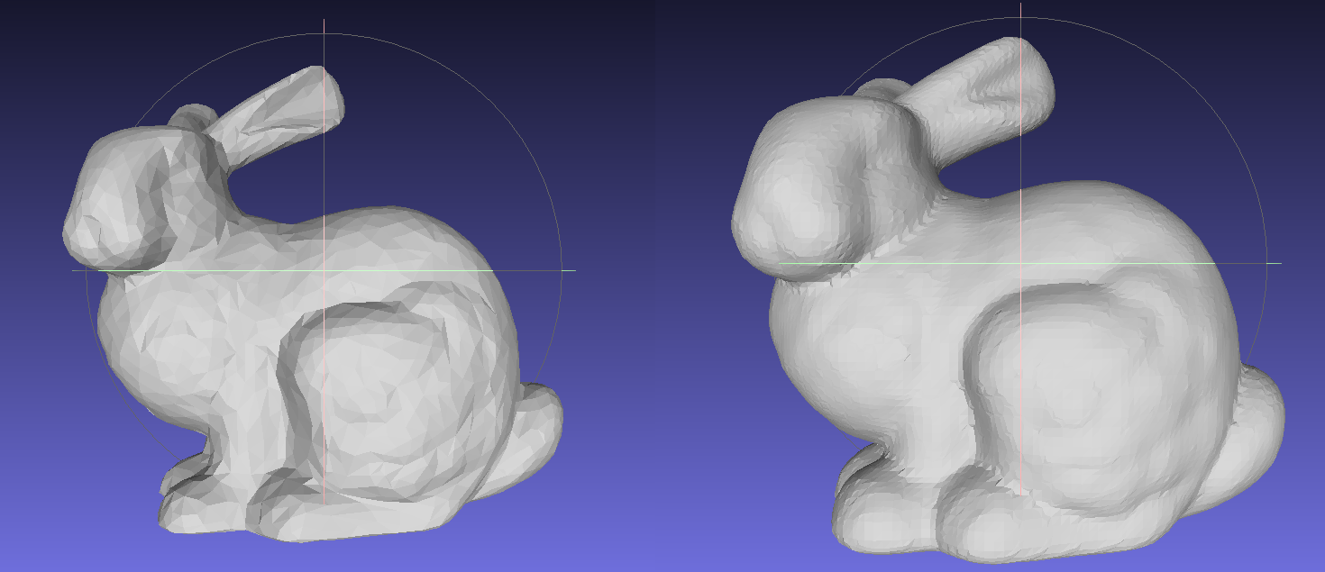 Bunny before and after remeshing